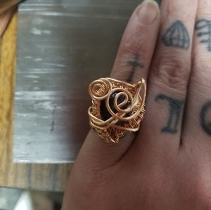 Wire wrap ring copper wire Amethyst gem setting